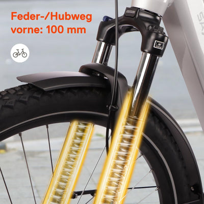 SAXONETTE E Bike Damen 28 Zoll mit Mittelmotor Drehmomentsensor, Elektro Fahrrad Erwachsene mit 36V 14.5Ah Akku, 8 Gang Kettenschaltung Tiefbau-Pedelec mit Hydraulische Scheibenbremse für Damen Herren