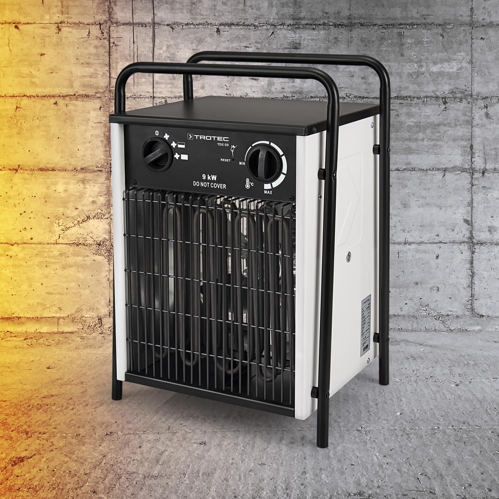 TROTEC Elektro Heizlüfter TDS 50 – Heizleistung 4,5 kW / 9 kW – Bauheizer Luftmenge 708 m³/h – Heizgebläse