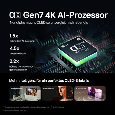 LG OLED77C47LA TV 77" (195 cm) OLED evo Fernseher (α9 Gen7 4K AI-Prozessor, webOS 24, Dolby Vision, bis zu 120Hz) [Modelljahr 2024]