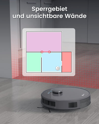 LEFANT M1G Saugroboter mit Wischfunktion,LiDAR Navigation, 4000Pa Staubsauger Roboter 200Min, Mehrstufiges Mapping, mit No-Go-Zonen, Saug und Wischroboter für Tierhaare, Teppiche und Hartböden