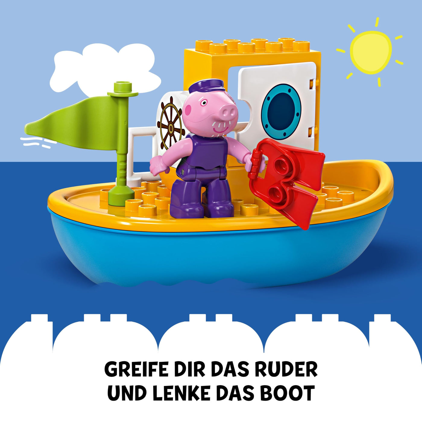 LEGO DUPLO Peppas Bootsausflug: Spielset mit Spielzeugboot zum Bauen und Umbauen mit 2 Figuren, kreatives Spielzeug, Geschenk-Idee für Kinder ab 2 Jahren, Jungen und Mädchen 10432