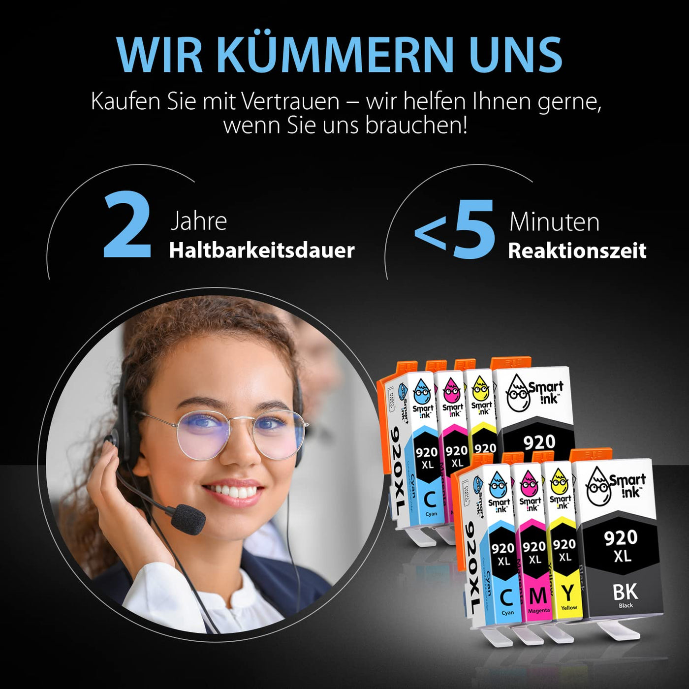 Smart Ink Kompatible Druckerpatronen als Ersatz für HP 920 XL 920XL 8 Multipack (2 Schwarz 2 Cyan 2 Magenta 2 Gelb) kompatibel mit HP Officejet 6000 6500 6500A 7000 7500A Drucker