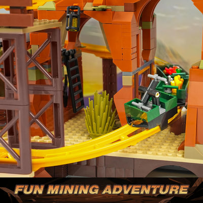 INSOON Achterbahn Bauspielzeug mit Grubenbahn Kettenantrieb Wagen, 1270 Stück Minen Zug Achterbahn Modell Spielzeug, Klemmbausteine Geschenk für Erwachsene Jugendliche Kinder Jungen Mädchen 10+ Jahren