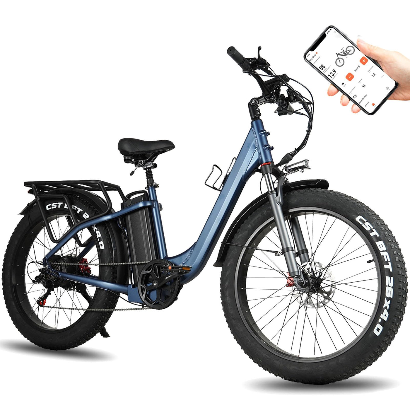 Skivogr E Bike Herren Damen, 30A/1440Wh Akku Elektrofahrrad, E Fatbike mit 26" x 4.0 Tire, City E-Bike mit 250W Motor, Elektro Fahrrad Mountainbike(Höhe über 173 cm, Tragfähigkeit 200 kg)