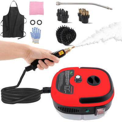 2500W Dampfreiniger, Handdampfreiniger für die Reinigung mit 6 Bürstenköpfen, 6 Geschwindigkeiten, hoher Druck, Temperatur, tragbarer Dampfreiniger für Polstermöbel, Küche, Möbel, Badezimmer, Auto