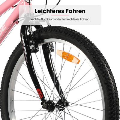 HILAND 26 Zoll Damen Mountainbike, Fahrrad für Mädchen & Frauen, 18-Gang MTB Fahrrad mit V-Bremse vorne & hinten, Robuster Stahlrahmen Mountainbike, Rosa