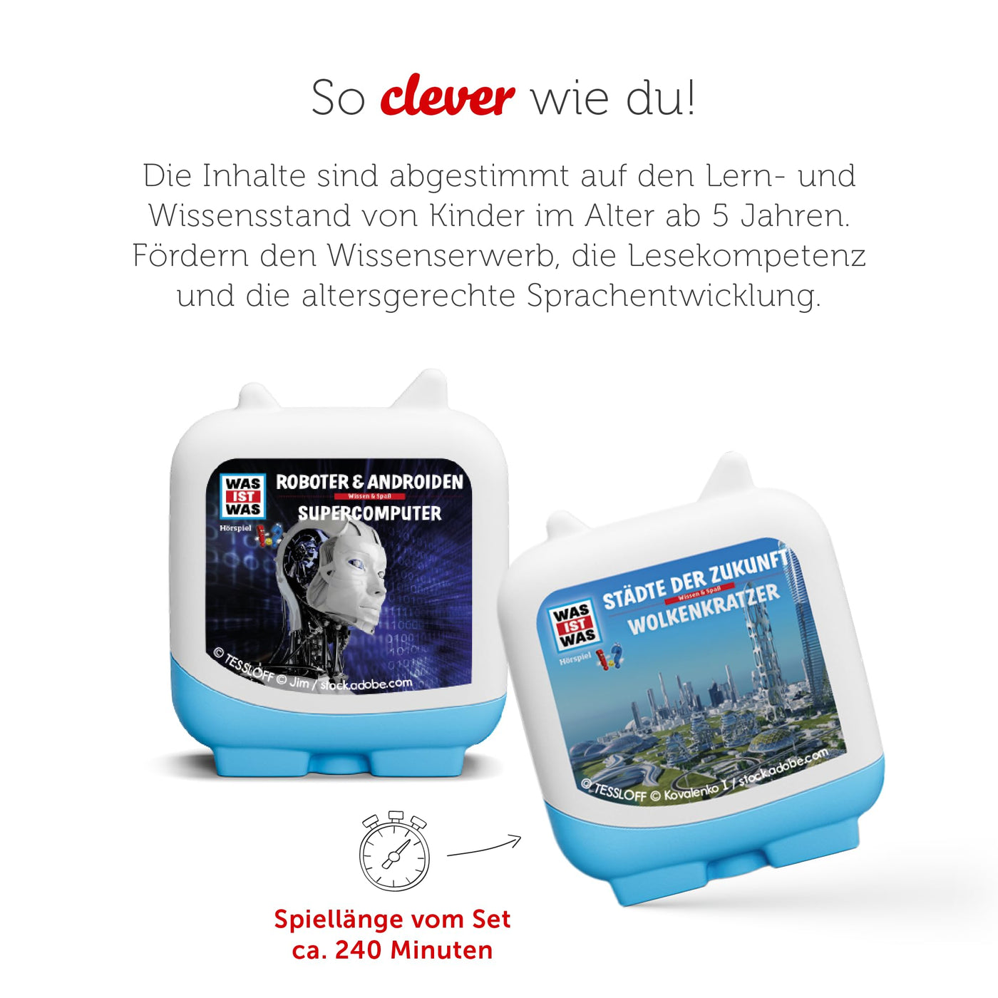 tonies Clever 4er Set was IST was für Deine Toniebox, Wissens-Hörspiel für Kinder ab 6 Jahren, Spielzeit je ca. 70 Minuten