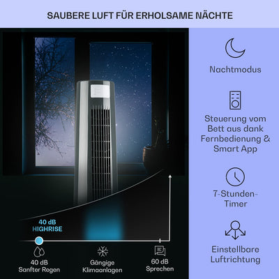 Klarstein Klimaanlage ohne Abluftschlauch, 4-in-1 Air Cooler, Leiser Ventilator, Luftbefeuchter & Nachtmodus, Mobiles Klimagerät mit Wasserkühlung, Luftkühler 40 Watt, Luftstrom 530m³/h, Silbergrau