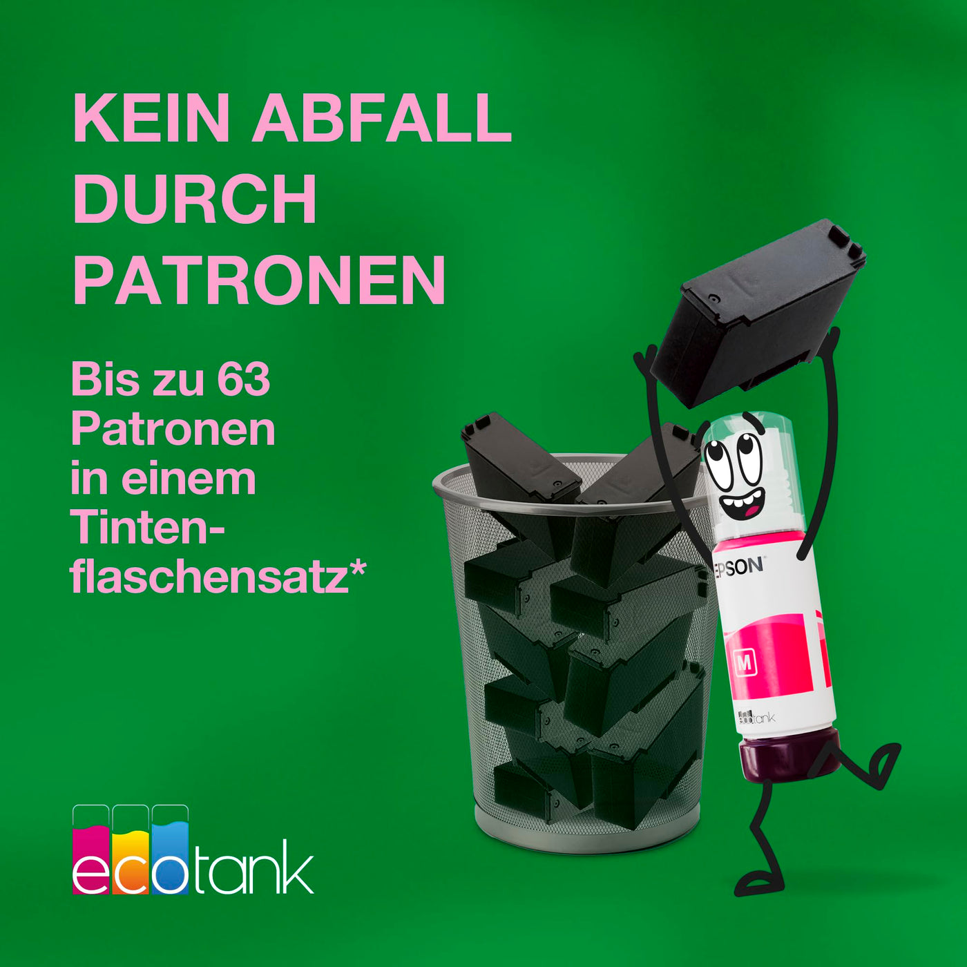 EcoTank ET-3950 A4-Multifunktionsdrucker mit Wi-Fi & AirPrint Tintentank, automatischem Dokumenteneinzug, beidseitigem Druck, Scannen & Kopieren, bis zu 3 Jahre Tinte im Lieferumfang enthalten