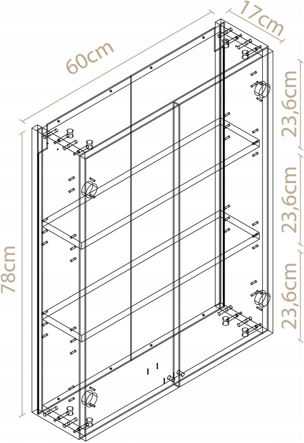 Miradu Badezimmermöbel, badmöbel für kleine bäder mit Push-to-Open-Fronten, Badregal, Apothekerschrank, badezimmerschränke, badschrank schmal hängend, Regal 20 cm tief, (Weiß, 78x60x17)