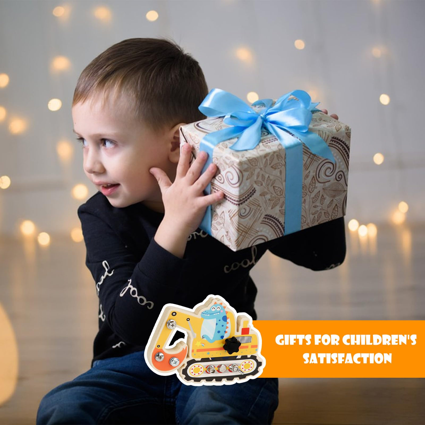 Montessori Schraubbrett Dinosaurier Bagger Spielzeug Motorikspielzeug ab 2 3 4 5 Jahre Busy Board Holz Kinderspielzeug Feinmotorik Lernspielzeug Bagger Spielzeug geschenke für Kinder Mädchen Junge