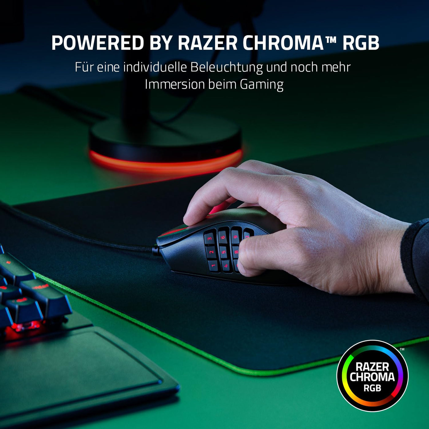 Razer Naga X - Kabelgebundene Gaming Maus mit 16 programmierbaren Tasten für PC/Mac (Optische Maus Switches, optischer 5G-Sensor, Speedflex-Kabel, Chroma RGB Beleuchtung) Schwarz