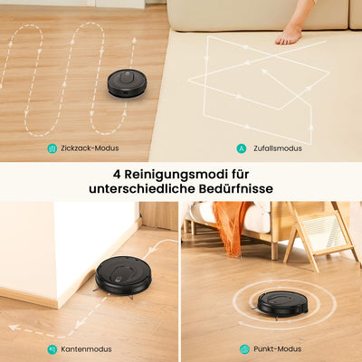 Vexilar W7 Saug und Wischroboter 3 in 1, 4000Pa Saugroboter mit Wischfunktion, Bürstenloses Düsendesign, 120Mins Max, Schlank und Geräuscharm Roboterstaubsauger ideal für Tierhaare, Hartböden, Teppich