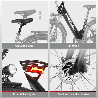 SAMEBIKE 26 Zoll E-Bike Herren Damen mit 250W Motor, 36V 540Wh Akku, Elektrofahrräder E-Fahrrad mit 7-Gang-Getriebe, LCD-Display, Pedelec Citybike EBike, Grün (Urban, Blau)