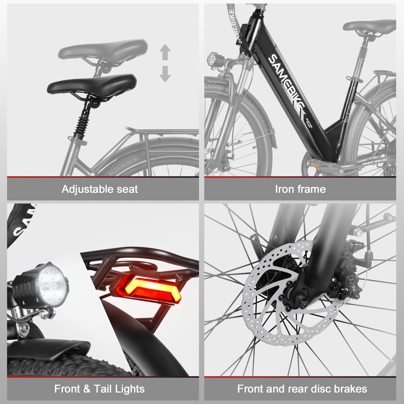 SAMEBIKE 26" E-Bike für Erwachsene, 7 Gang Elektrofahrrad mit Austauschbarem 36V 15Ah Akku, 25 km/h und 80–120km Reichweite E-Bike für Städtische Pendler, IP56 Wasserdicht