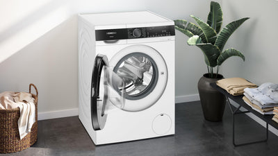 Siemens WG44G2F41, iQ500, Waschmaschine 9 kg, 1400 UpM, automatische Fleckenentfernung, weniger Bügeln mit smartFinish, varioSpeed für schnelles Waschen, i-Dos, Nachlegefunktion, aquaStop, Weiß