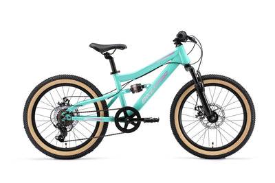 BIKESTAR Kinder Fahrrad Fully Mountainbike 7 Gang Shimano, Scheibenbremse ab 6 Jahre | 20 Zoll Kinderrad MTB | Mint