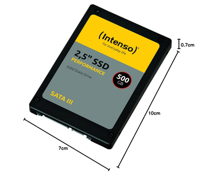 Intenso Interne 2,5" SSD SATA III Performance, 500 GB, 550 MB/Sekunden, Festkörper-Laufwerk Schwarz