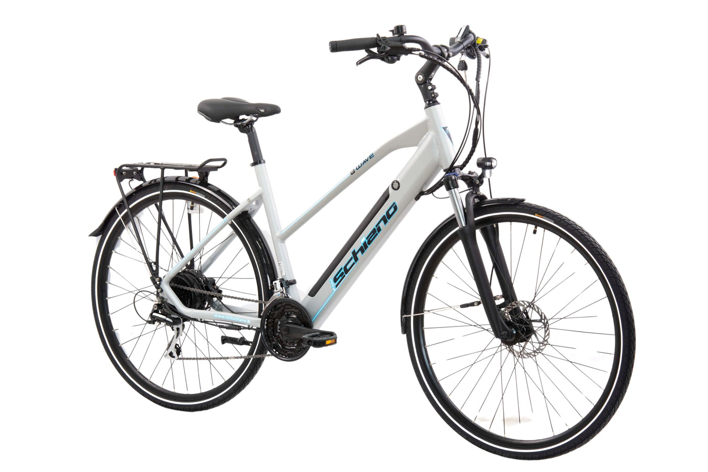F.lli Schiano E-Wave, E Bike Trekking 28 Zoll, 36V 11.6Ah Abnehmbarer Akku, Motor 250W 50Nm, Trekking EBike für Herren/Damen, Weiss