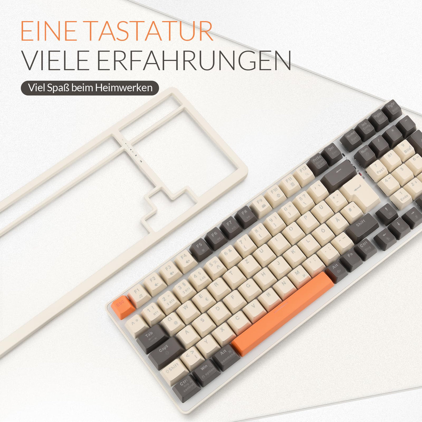 Rii Mechanische Tastatur Kabellos, Gaming Tastatur Bluetooth, Tri-Modi Gaming Tastatur 75 Prozent mit QWERTZ, 20 Arten von Regenbogen-LED-Hintergrundbeleuchtungen (BT5.0 + 2.4GHz + Kabel)