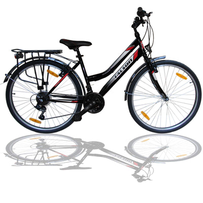 Talson 26 Zoll Damenrad 21Gang 26" Damen Fahrrad Black mit Beleuchtung nach STVZO