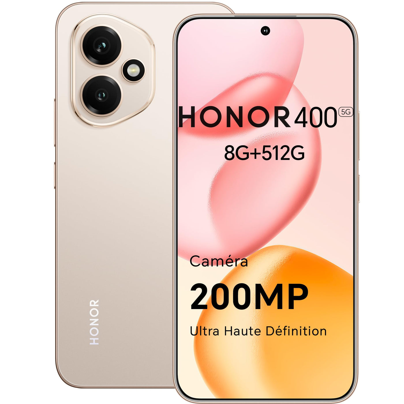 HONOR 400 Smartphone 5G, Dual SIM, NFC,512GB/8GB RAM, Simlockfrei Android-Handy (200MP AI-Kamer, 6,55 Zoll AMOLED Eye Comfort Display 5000nits,5300 mAh,Snapdragon 7 Gen 3 Smartphone), Desert Gold