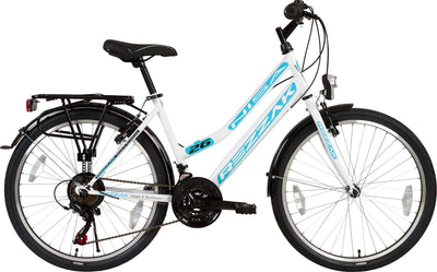Rezzak 26 Zoll Fahrrad Mädchen Fahrrad Damen Fahrrad Citybike 21 Gang Drehschaltung RH ca 47cm Weiss Türkis -052