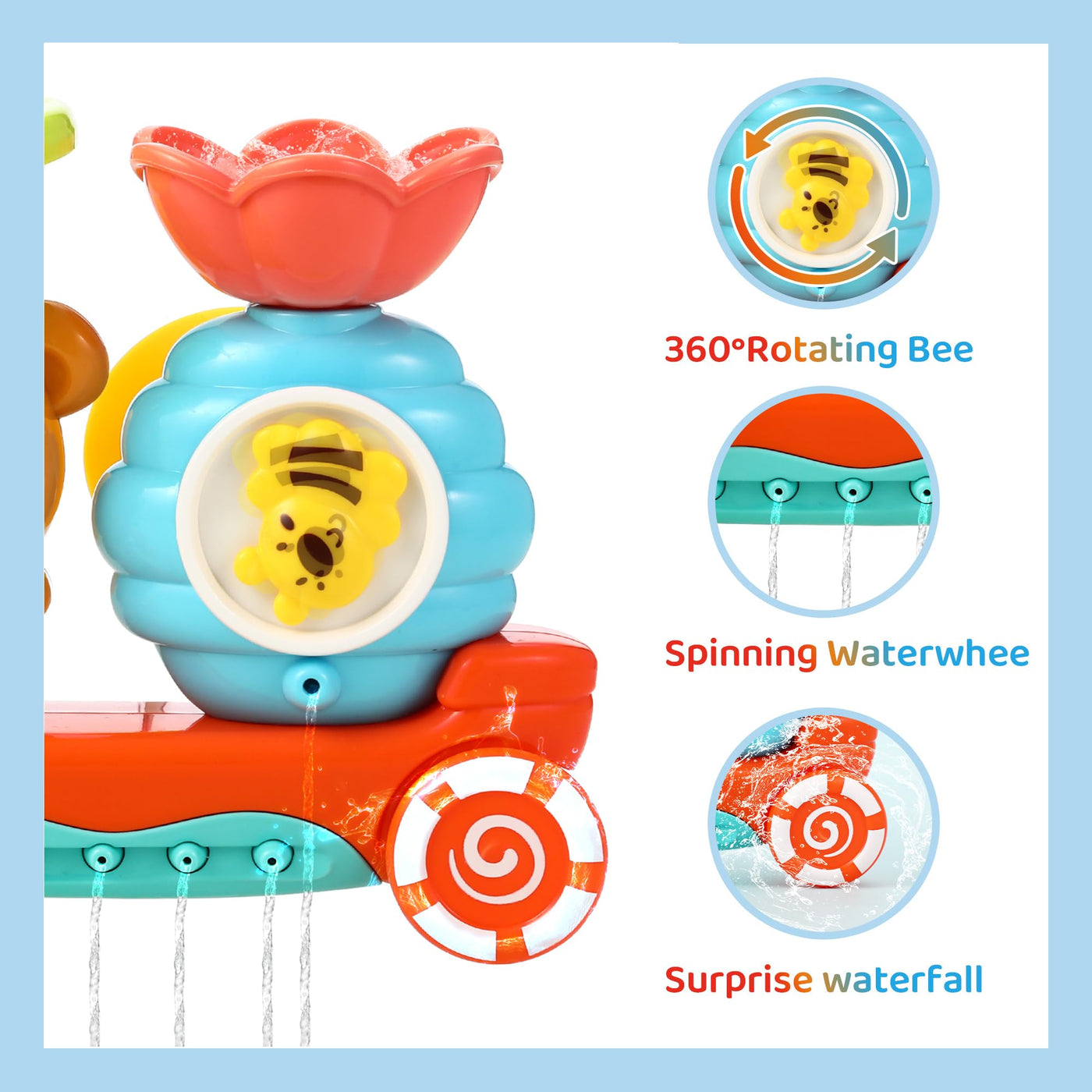 Badewannenspielzeug ab 1 2 3 4 Jahr, Bär und Bee, Wasserspielzeug Kinder, Badespielzeug Baby ab 1 Jahr, Badewannen Spielzeug, Wasserspielzeug Baby Spielzeug Geschenk für Jungen Mädchen Geburtstag