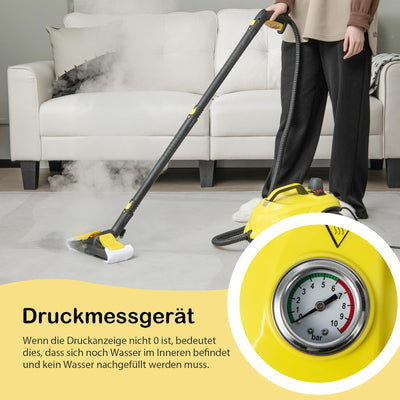 RELAX4LIFE Dampfreiniger, Dampfdruck: 5 bar, Leistung: 2000 W, Flächenleistung: 108 m², Tank: 1,8 L, Aufheizzeit: 8 min., mit Bodenreinigungsset, Düsen, für Teppiche, Boden, Fliese, Fenster, Sofa