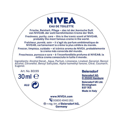 NIVEA Creme Eau de Toilette, NIVEA Parfum mit dem ikonischen Duft der NIVEA Creme, frischer und sanfter unisex NIVEA Duft im ikonischen Parfüm-Flakon (30 ml)