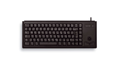 CHERRY G84-4400, Kompakte Tastatur mit Trackball, Deutsches Layout (QWERTZ), Kabelgebunden (USB-Anschluss), 2 Maustasten, Mechanische CHERRY ML Switches, Schwarz