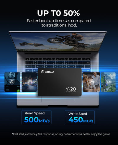 ORICO 2TB SSD SATA III 6Gb/s, 2.5“ Interne Solid State Festplatte, bis zu 500MB/s, Kompatibel mit Laptop und PC-Desktops-Y20