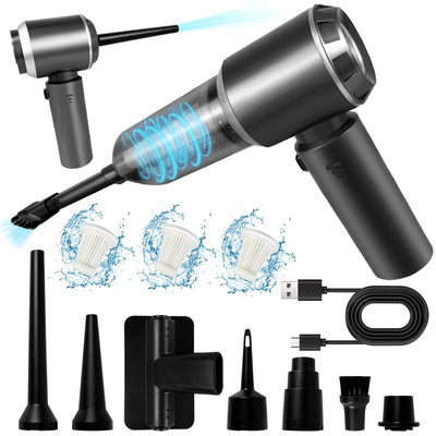 XWGKLN Handstaubsauger Akku, 16000PA Kabellos Autostaubsauger, 4 in 1 Auto Staubsauger &Gebläse mit USB, Mini Kleiner Staubsauger für Auto,Outdoor, Haus, Office Reinigung und Tierhaare