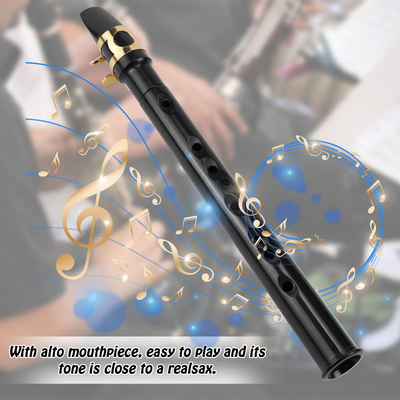 Mini Saxophon Spielbar Tragbares Instrumente Taschensaxophon Schwarz Pocket Saxophone Kit mit Saxophon Blätter Mundstück Tragetasche Zahnpolster Grifftabelle für Erwachsene Kinder Anfänger