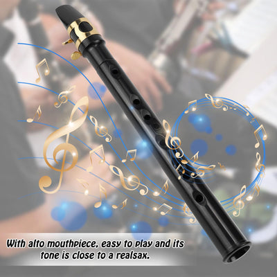 Mini Saxophon Spielbar Tragbares Instrumente Taschensaxophon Schwarz Pocket Saxophone Kit mit Saxophon Blätter Mundstück Tragetasche Zahnpolster Grifftabelle für Erwachsene Kinder Anfänger