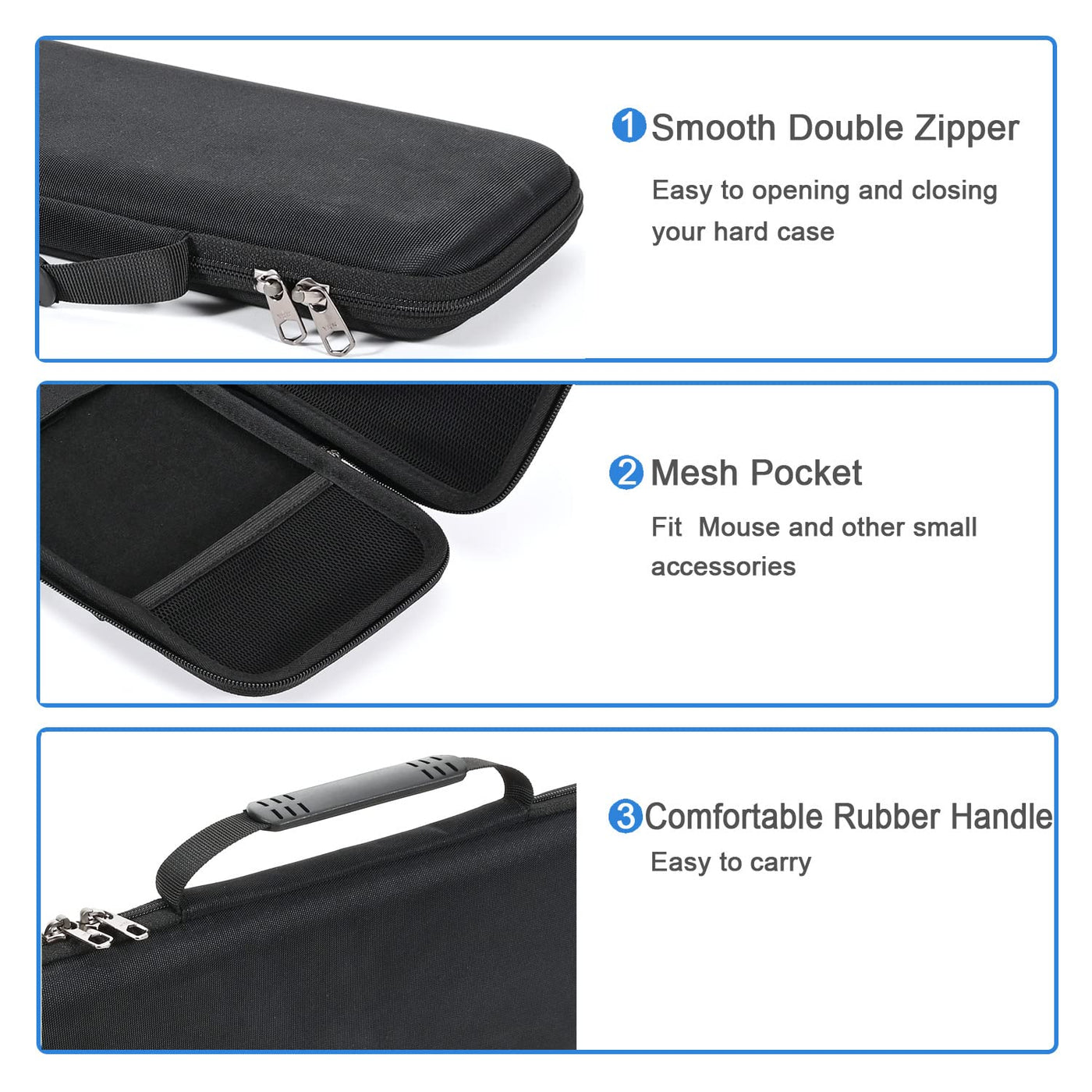 RAIACE Hartschalen-Reisetasche für Logitech K380 Wireless Multi-Device Keyboard und Logitech M350 Mouse Combo. - Schwarz (schwarzes Futter)