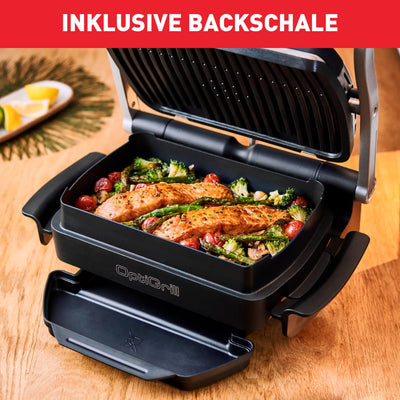 TEFAL OptiGrill Snacking & Baking Backschale, antihaftbeschichtet, wärmeisolierte Griffe, für Brot, Aufläufe, Süßes, etc., OptiGrill + und OptiGrill Elite, schwarz, Backschale XA725870