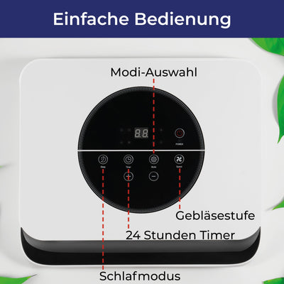 KLAMER Mobile Klimaanlage mit Abluftschlauch und Wassertank, 7000 BTU/h, 3-in-1 Klimagerät für Räume bis 25m², mit Luftentfeuchter, Kühlung und Ventilation für Haus, Wohnung & Büro