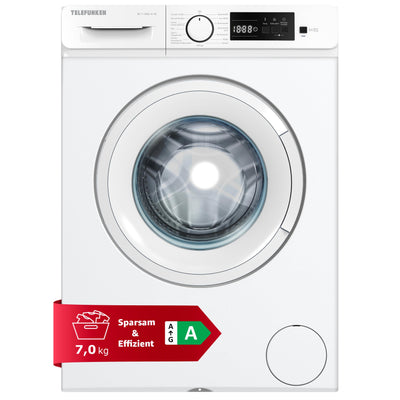 Telefunken Waschmaschine 7kg | 1400 U/Min. | Inverter Motor - Leise & Effizient | Aquastop - Schutz vor Wasserschäden | Schontrommel | Washing Machine mit 15 Programmen | EEK A | W-7-1400-A-W weiß