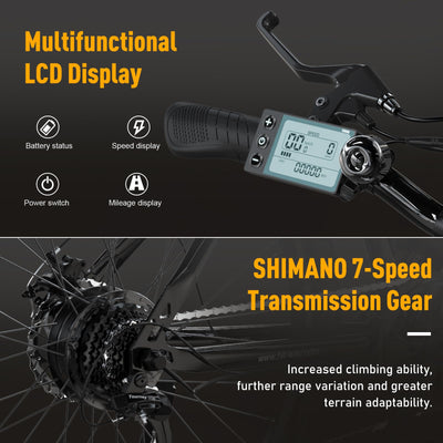 HITWAY E Bike Elektrofahrrad E-Mountainbike, 26" E-Fahrrad, Pedelec, 250W Motor 36V12Ah abnehmbaren akku, 7 Gänge ebike, Reichweite bis zu 35-90km