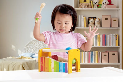 Hape Xylophon und Hammerspiel mit ausziehbarem Xylophon, multifunktionales Holzspielzeug, ab 12 Monaten