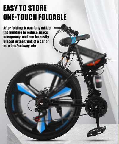 KLYDBMYT 24" 26" Faltbares Mountainbike mit Doppelfederung Mountainbike 21-Gang-Rahmen aus Kohlenstoffstahl Sportfahrrad für Erwachsene Männer und Frauen Teenager