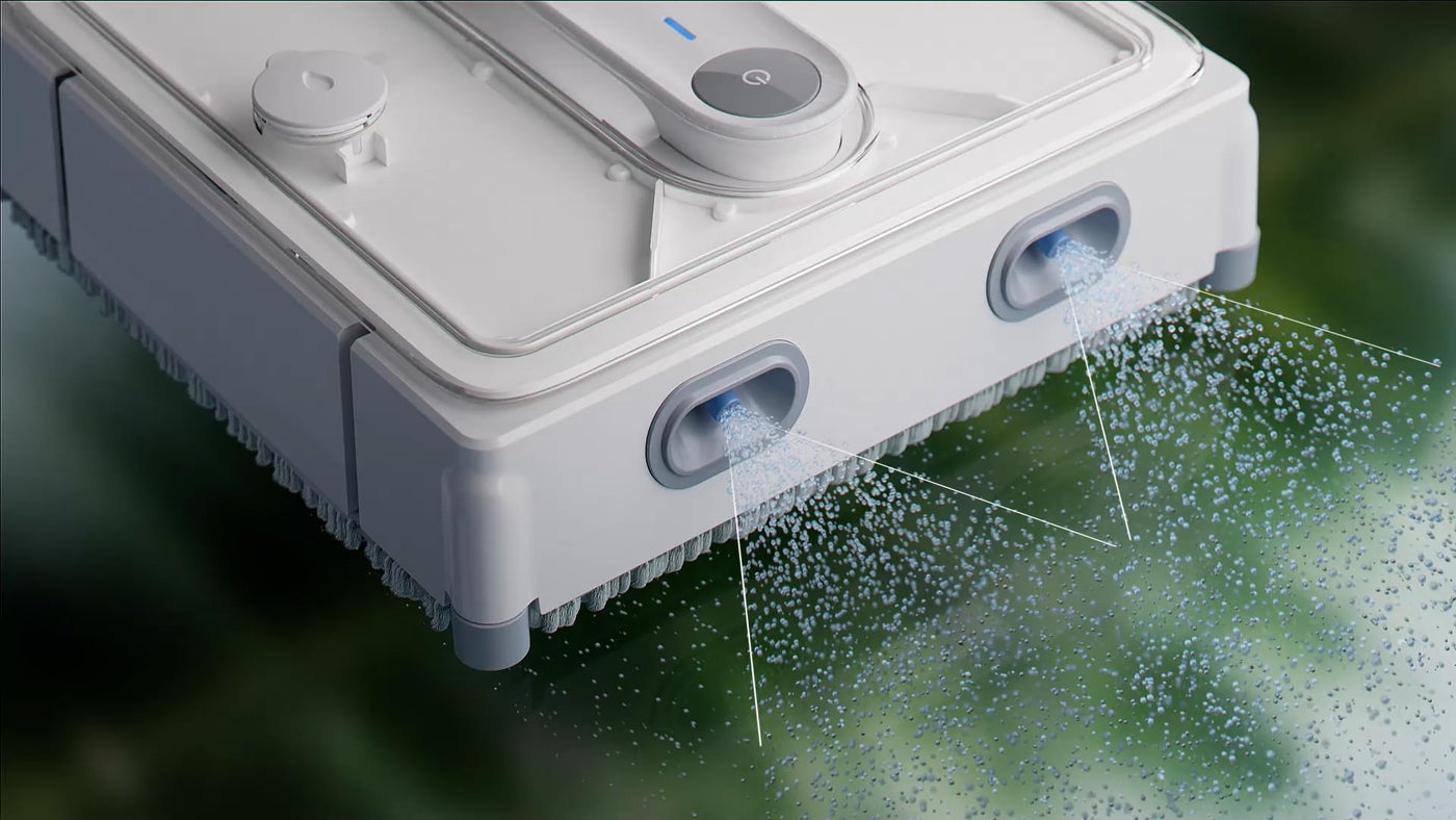 HUTT W9 Fensterputzroboter mit 150ml Panorama-Tank (3800Pa Saugleistung, Kanten- und Hinderniserkennung, Für Glas, Fliesen, Wintergärten, Spiegel etc, 13 Sensoren, Sicherungsseil, 4X Reinigungstuch)