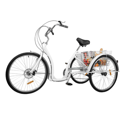 TONFEION Erwachsene Dreirad, 26 Zoll Cruiser Fahrrad 3 Räder 6 Gang Dreirad für Erwachsene mit Einkaufskorb Einkaufs Lastenfahrrad für Erwachsene Senioren