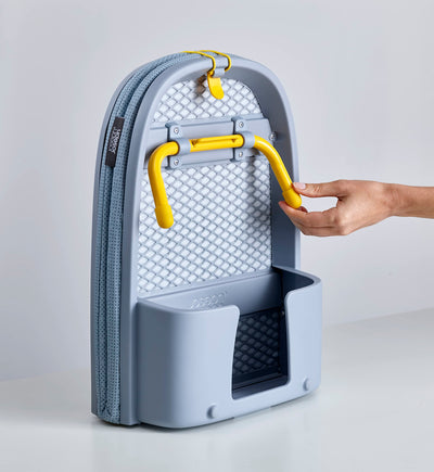 Joseph Joseph Pocket - Platzsparender faltbarer Bügeltisch, kompakte Tischplatte Bügeltisch mit Baumwollbezug, grau/gelb