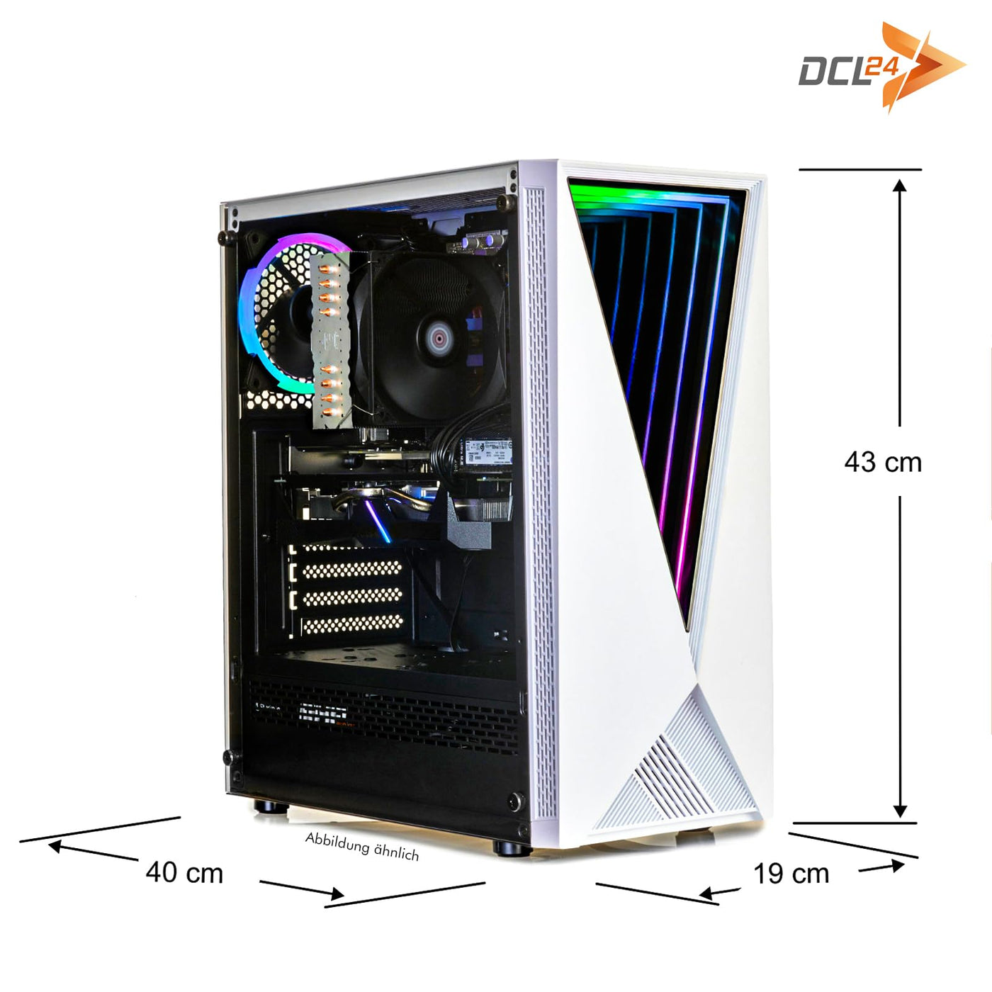 dcl24 Gaming PC Set komplett AMD Ryzen 5 4500, GTX1650 4GB - 500GB SSD, 16GB DDR4, Gamer PC mit 6x4.1 GHz, WLAN, 24" Monitor, Maus, Tastatur, Headset, Windows 11 Pro [19641]