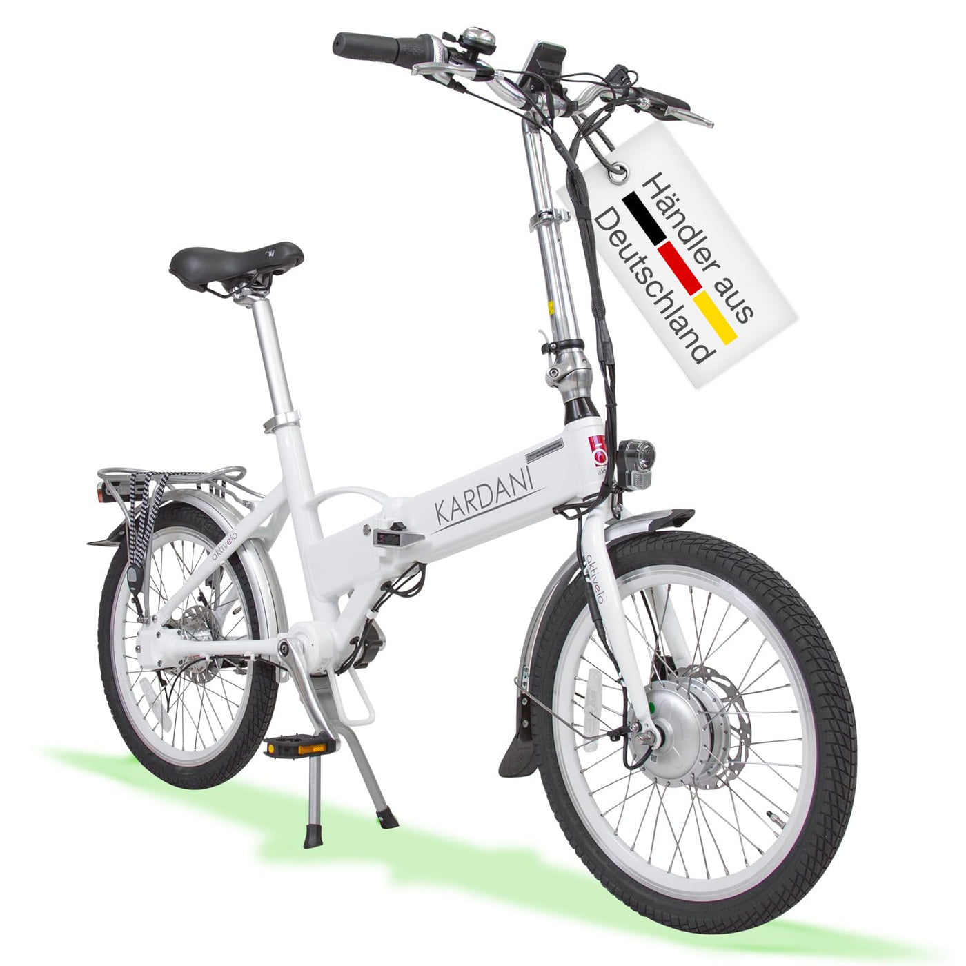 aktivelo E-Faltrad mit Kardanantrieb, klappbar Fahrrad, E-Bike, Akku 8,7 Ah mit 9 Motorunterstützungsstufen, LCD-Display & Alurahmen, inkl. Transporttasche Weiß