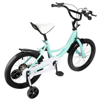 Estabeter 16-Zoll-Kinderfahrrad, Höhenverstellbar Sitze Fahrrad Kohlenstoffstahl Kinder Fahrrad für 5-8 Jahre Jungen Mädchen, 3 Rad Kinderfahrrad mit Stützrädern, Grün