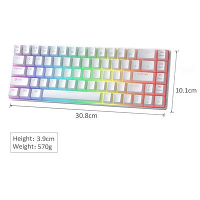MageGee Tragbare 60% mechanische Gaming-Tastatur, roter Schalter, PBT Pudding-Tastenkappen, RGB-Hintergrundbeleuchtung, Mini-kabelgebundene Büro-Tastatur für Windows Laptop PC,Weiß