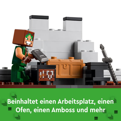 LEGO Minecraft Die Wolfsfestung - Kinder Spielzeug mit Einer Spielfigur, 2 Skelett Figuren & 2 Wölfen - Zubehör wie eine Werkbank und Schwert - Gamer Geschenk für Jungen & Mädchen ab 8 Jahren - 21261